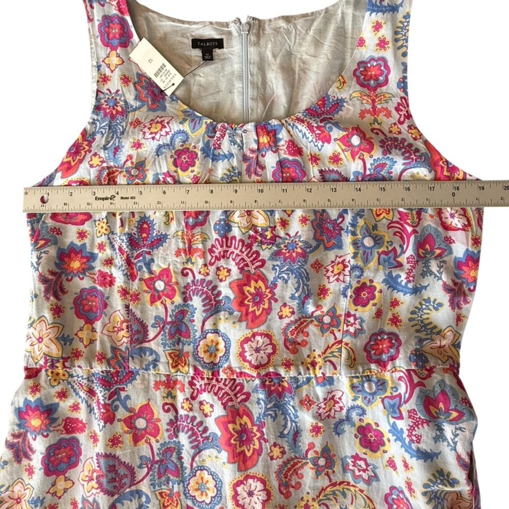 NWT Talbots Charming Floral Belted Voile Mazi Dress size 12 cotton, lined - Picture 11 of 15